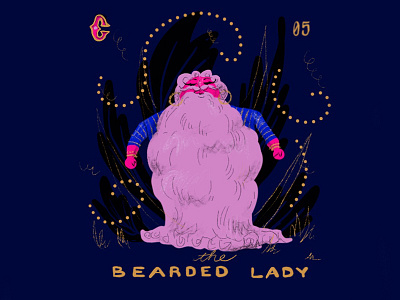 Bearded Lady beard bearded lady blue character illustration circus illustration pink type typography