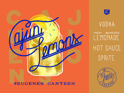 Cajun Lemons Cocktail bar bar art cocktail digital illustration drinks illustration ingredients list ipad pro lemonade marketing procreate typography