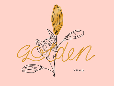 Golden floral flowers gold script typography