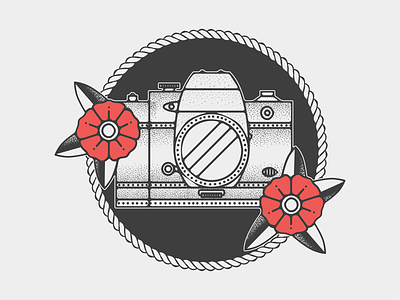 Traditional Camera 📷 🌸 american traditional graphic design stipple tattoo traditional tattoo