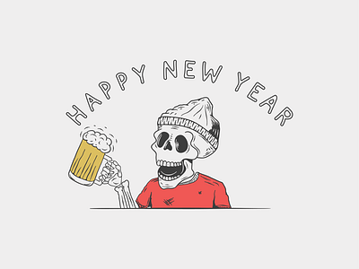 Self Portrait beer branding happy new year illustration retrosupply skeleton skull