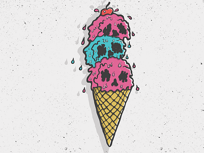 Ice Cream on Acid acid drawing hand drawn ice cream illustration illustrator skull texture vector