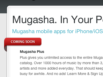 Mugasha Mobile Coming Soon blue mobile red ribbon
