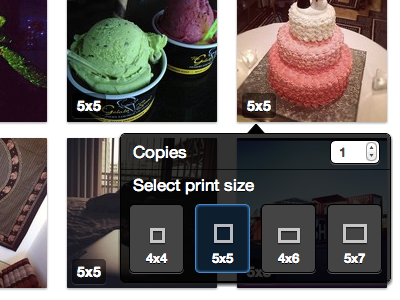 Photo Print Size Button (UI) button dropdown options print ui