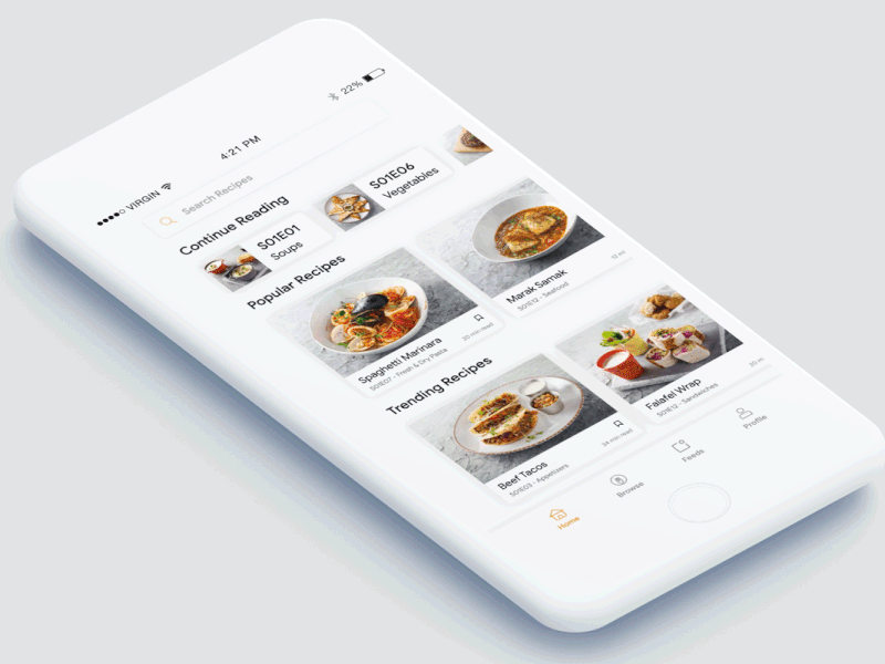 Recipe App Design android app food interaction interface ios microinteraction recipe
