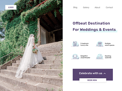 Wedding and events landing page