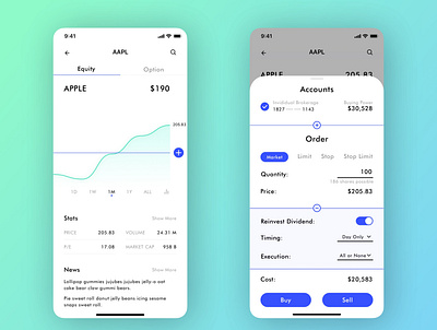 Mobile trading interface fintech mobile stock investing stocks trading