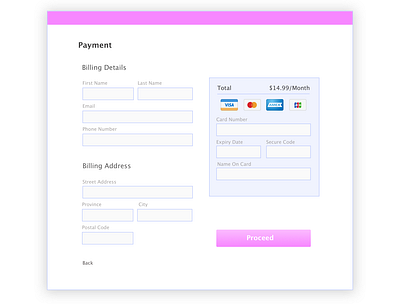 UI Design Challenge - Day 2: Credit Card Checkout beginner creditcard day2 design pink uichallenge uidesign