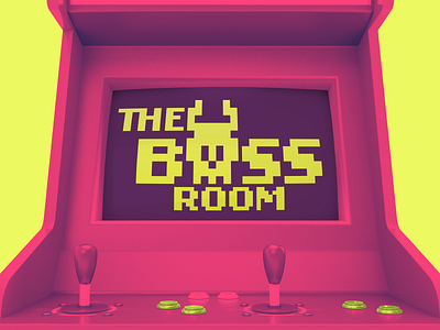 The Boss Room logo neon pixel