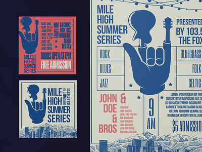 Mile High Summer Series Poster Design branding branding design cards concert series festival festival poster logo logo design music music artwork poster poster design