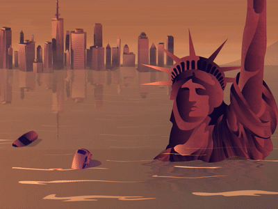 NYC under water animation climate change design global warming illustraion motion design motiongraphics sea level rise