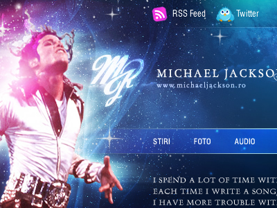 Michael Jackson website header blue design web design website