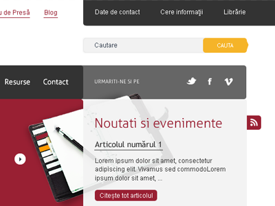 business layout menu search web design