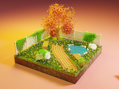 3D Garden Illustration 3d blender garden illustration paveway