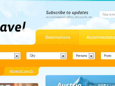 travel portal menu orange travel