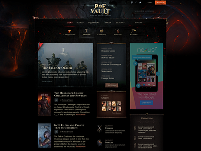 PoE Vault - homepage design