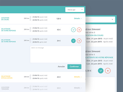 Booking list desktop + mobile booking design feature flat green look mark new page ui ux web