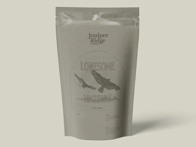 Juniper Ridge Roasters Lonesome Highway branding design illustration logo packaging typography
