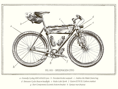 Fig.001 Speedvagen GTFO bike bikeart bikepacking cycling editorial scientific illustration texture