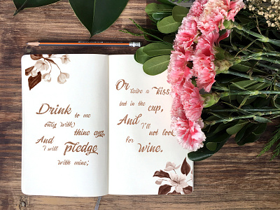 Moleskine & Flowers decor decorate decorative decorative font design floral flower mockup mockup psd script font swashes vintage