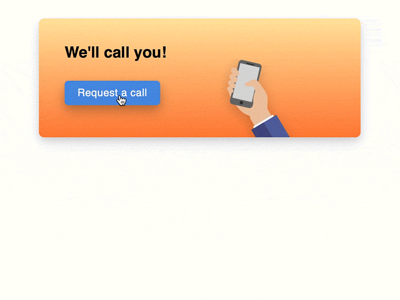 We'll call you! anime.js call back modal svg animation