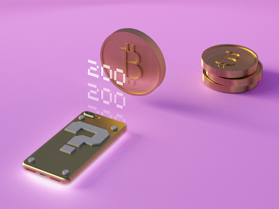 Concept art for crypto Mario 3d btc coin cryptocurrency design iphone mario mockup render rhino solid