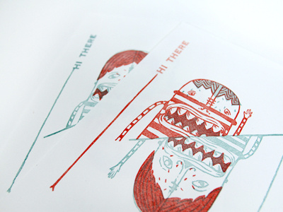 Hi There character character design design friendly letterpress paper