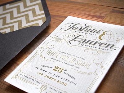 Barber wedding Invitations and gold invitations invites lettering letterpressed wedding wedding invites