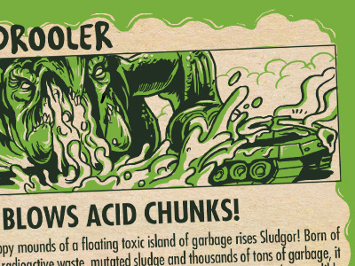 Mega Monster Trading Card Back acid monster ooze slime trading cards