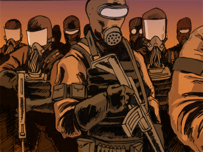 Bio-hazard soldiers illustration