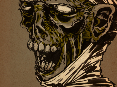 2nd Iteration of Mummy Laugh horror illustration monster mummy