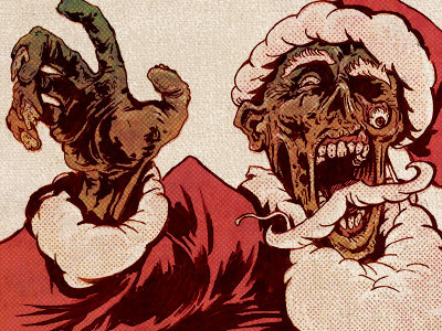 Scary Christmas illustration santa zombie