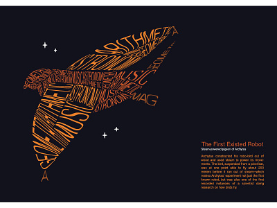 The First Existed Robot - Typography bird design history robot typography