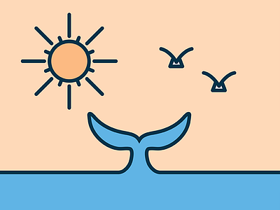 Whale Flat design flat fun icon lines pastel