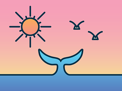 Whale Gradient design fun gradient icon lines pastel sunset