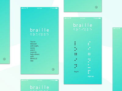 Welcoming Screens app braille gradient illustration logo project ui ux