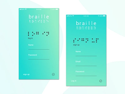 login, sign up app braille gradient illustration logo project ui ux