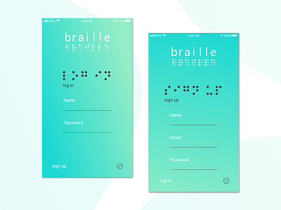 login, sign up app braille gradient illustration logo project ui ux