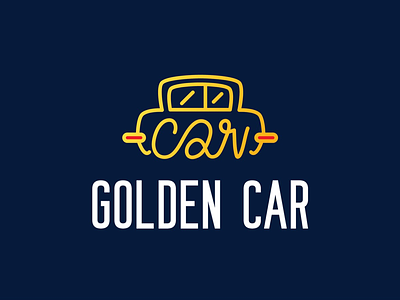 GOLDEN CAR VINTAGE car gold illustration lines logo shop vintage