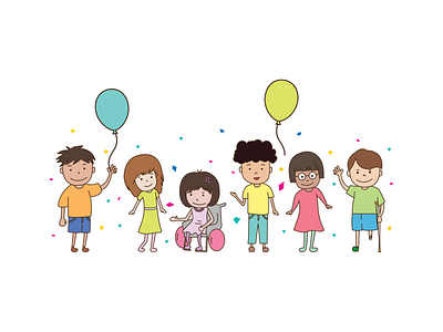 Characters balloons design disabled everydaydesign illustration kids races vector