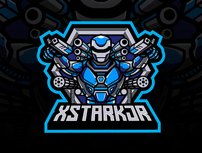 XSTARKJR cyborg design esportlogo gun gunner guns icon illustration mascot mascot character mascot design mascotlogo shooter