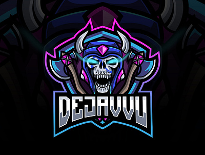 DEJAVVU artwork character esport esport logo esportlogo game gaming ghost illustration mascot mascot design playstation skull skull logo twitch viking youtube