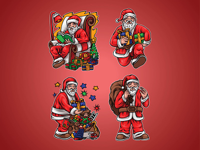 Santa Claus Pack bell christmas christmastree coustume decoration design family fun gift happy holiday illustration mascot oldman party redhat snow vector winter year