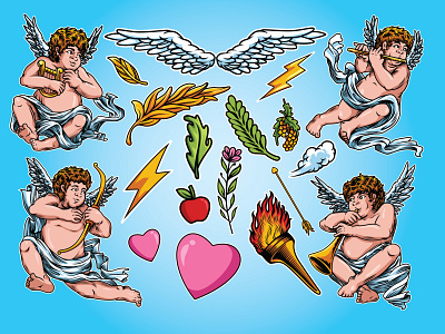 Cupid Pack angel cupid illustration logo love mascot pink romantic valentine vector