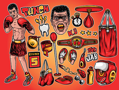 Boxing Pack boxing bag champion illustration kickboxing