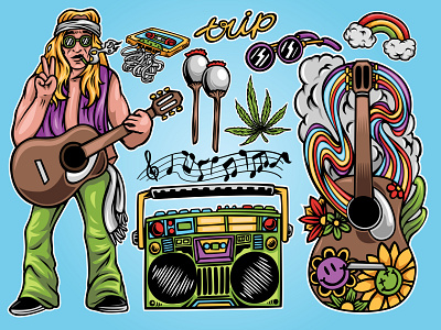 Hippies 02 guitar