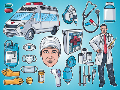 Doctor Pack Illustration ambulance illustration medical medicine nurse