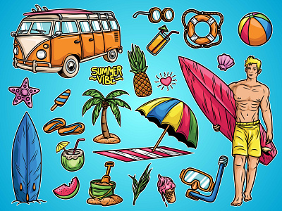 Summer Pack Illustration beautiful illustration