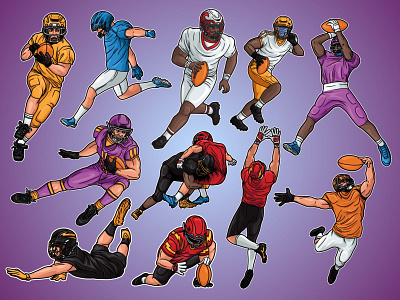 American Football Poses Pack Illustration shape