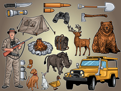 Hunter Pack Illustration mountains